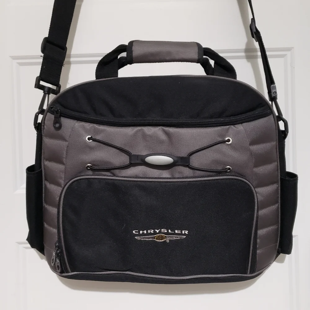 Chrysler Laptop Travel Bag Canvas Nylon By Gemline 16x13x5 Black Grey Shoulder